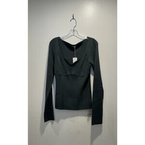 Skin Worldwide XXL Meg Top Ribbed Sea Moss Cashmere Blend Sweater Quiet Luxury